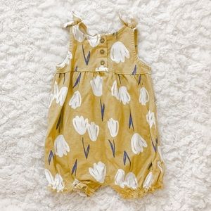 Carter’s Sleeveless Shortie Romper in Mustard Yellow Tulip